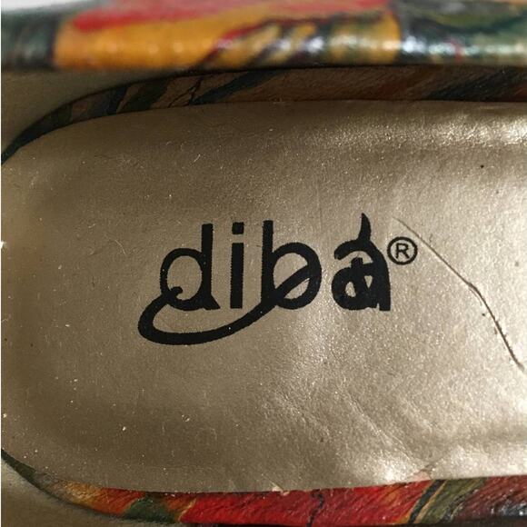 Diba Size 10 Floral Fabric 5 1/2" Stacked Heal Open Toe Slight Platform Shoes - Picture 6 of 7